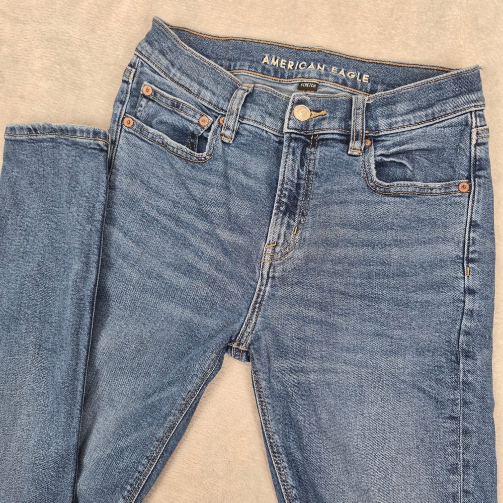 American Eagle 90s Skinny Jeans Womens 2 Regular Medium Wash Blue Stretch Denim